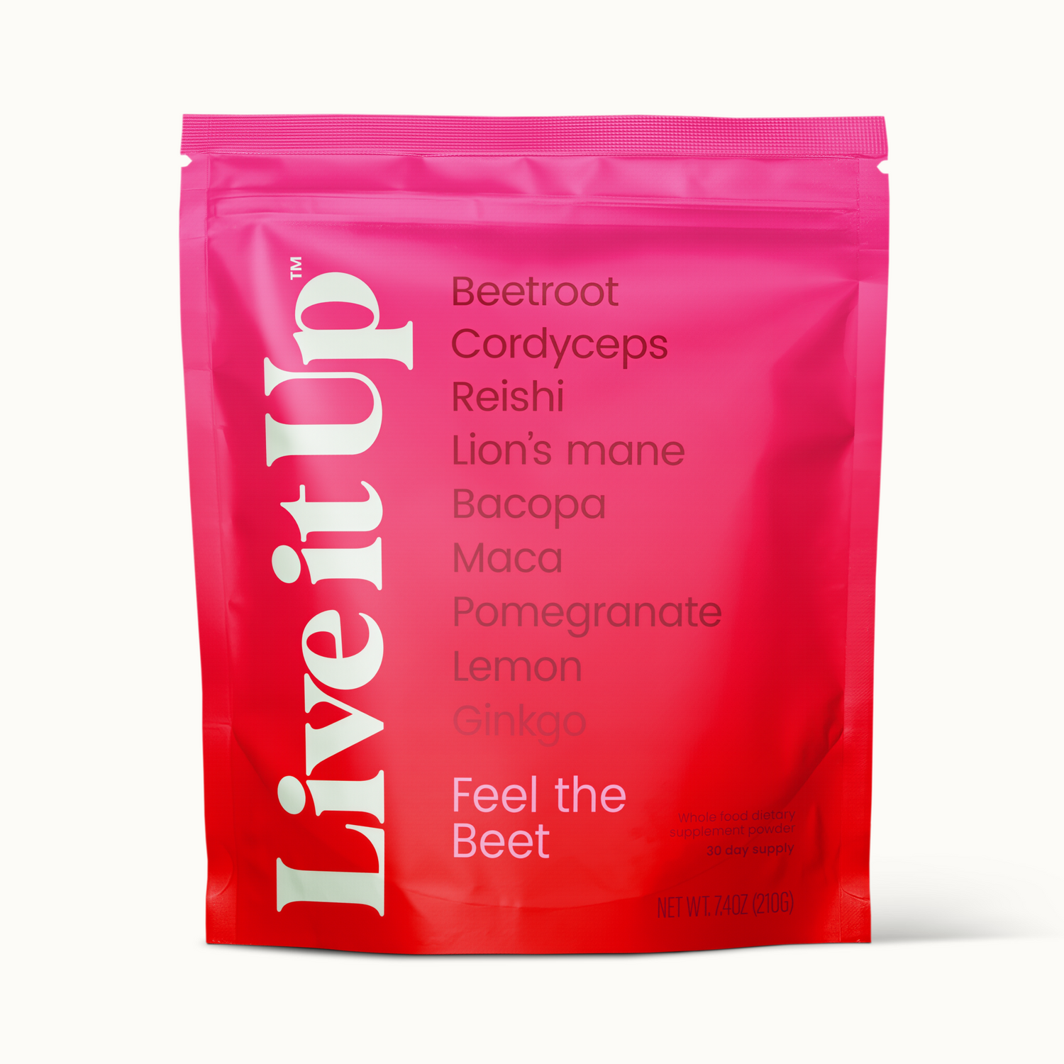 Live it Up Feel the Beet: Beetroot powder with adaptogens